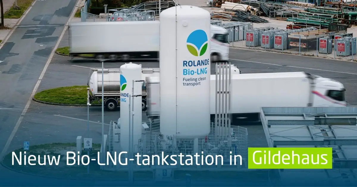Bio-LNG-tankstation van Rolande met vrachtwagens.